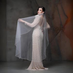 Waltz Veil, Soft Tulle Bridal Veil, Sheer Ballet Veil, Modern Minimalist Wedding Veil, Elegant Veil for Bride, Simple Veil for Wedding Dress