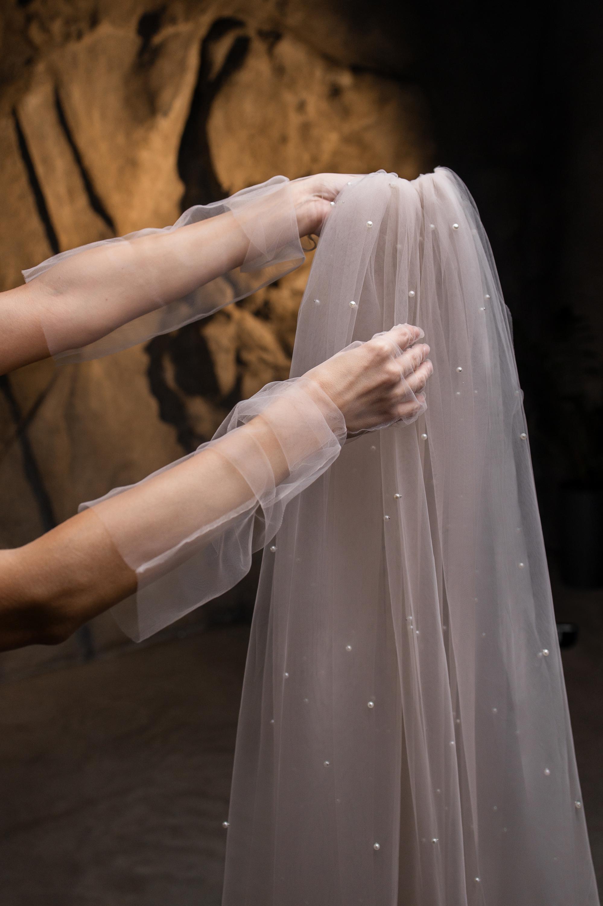 ✨BRAND NEW mocha/nude bridal cathedral veil! Veil Cathedral Wedding Veil Lace Cathedral Bridal Veil  main image 4