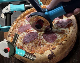 Cortador de pizza Craftsman: regalo divertido para hombres, artesanos, papás y fanáticos de la barbacoa en un diseño de amoladora angular, impreso en 3D