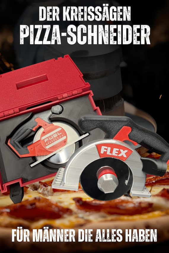 Handwerker-Pizzaschneider- Lustiges Geschenk für Männer, Handwerker, Papa & Grill-Fans im Kreissägen Design 3D- Druck
