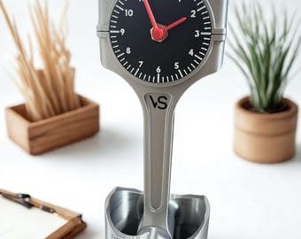 Reloj de pistón de automovilismo impreso en 3D | Reloj decorativo con diseño de motor | Regalo para aficionados a los coches y las carreras | Decoración para talleres y garajes