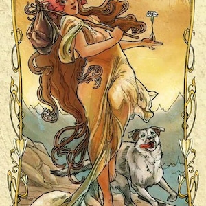 Talia Tarota Muchy - 78 kart Tarot w stylu Art Nouveau | Natychmiastowe pobranie | Cyfrowa talia Tarota | Sztuka okultystyczna, niebiański mistyczny design w stylu vintage