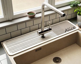 Personalized Minimalism Faucet Mat,Faucet Drip Catcher,Faucet Drying Mat,Faucet Sink Mat,Faucet Splash Mat For Kitchen Bathroom RV Gift