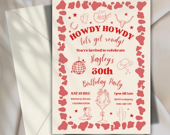 30th Birthday Rodeo Invitation | Western Rodeo Weekend | Editable Canva Template | Cowgirl Cocktail Party | Cowboy 30th Invite Template