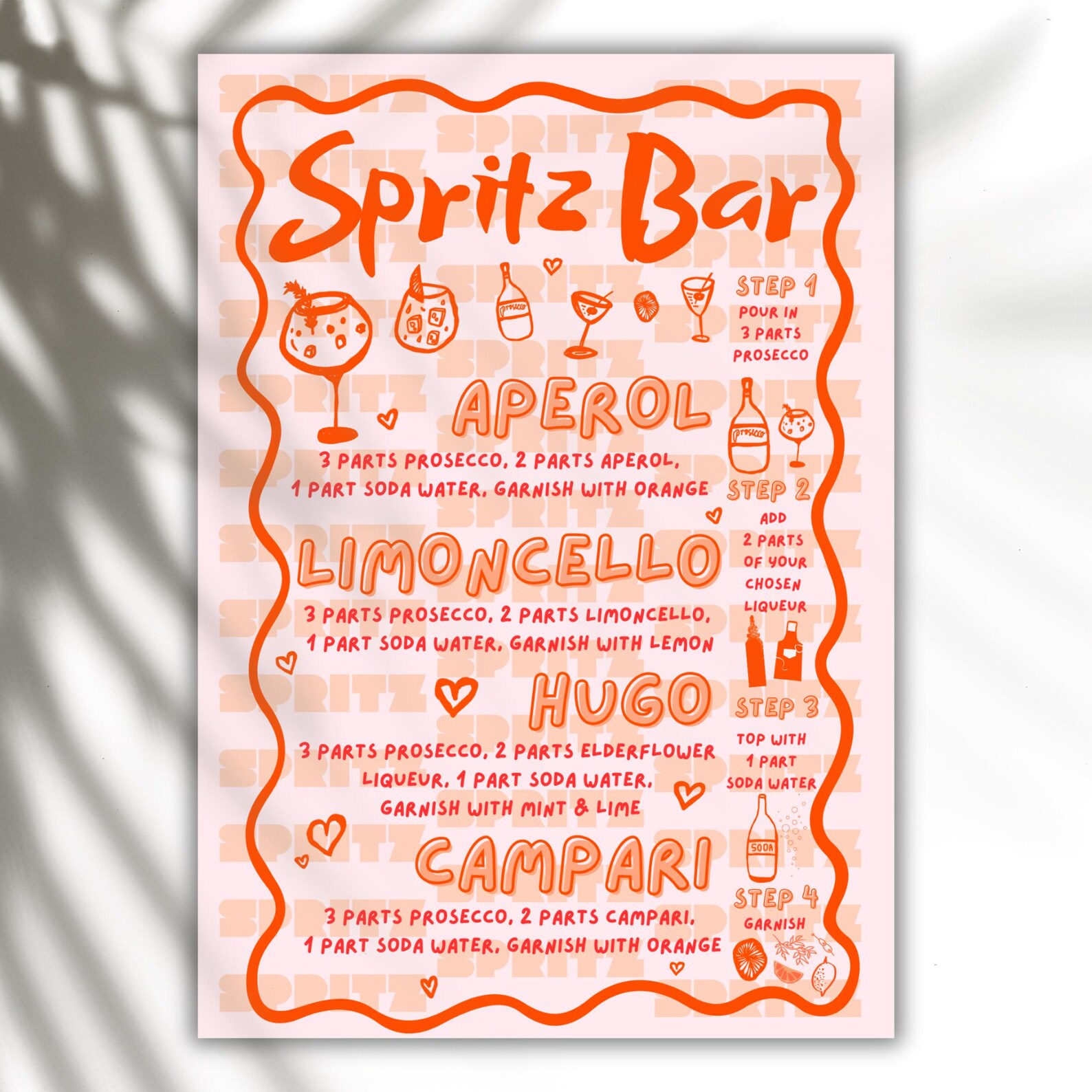 Spritz Bar Sign | Editable Drinks Menu Template | Aperol | Limoncello ...