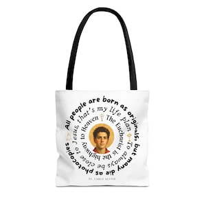 St. Carlo Acutis Tote Bag -White, Catholic Tote Bag