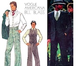 Vogue Americana 1129 BILL BLASS Herren 3 Stück Anzug gefüttert Jacke Blazer Weste Weste & Hose 70er Jahre Vintage Schnittmuster Größe Brust 40 Zoll