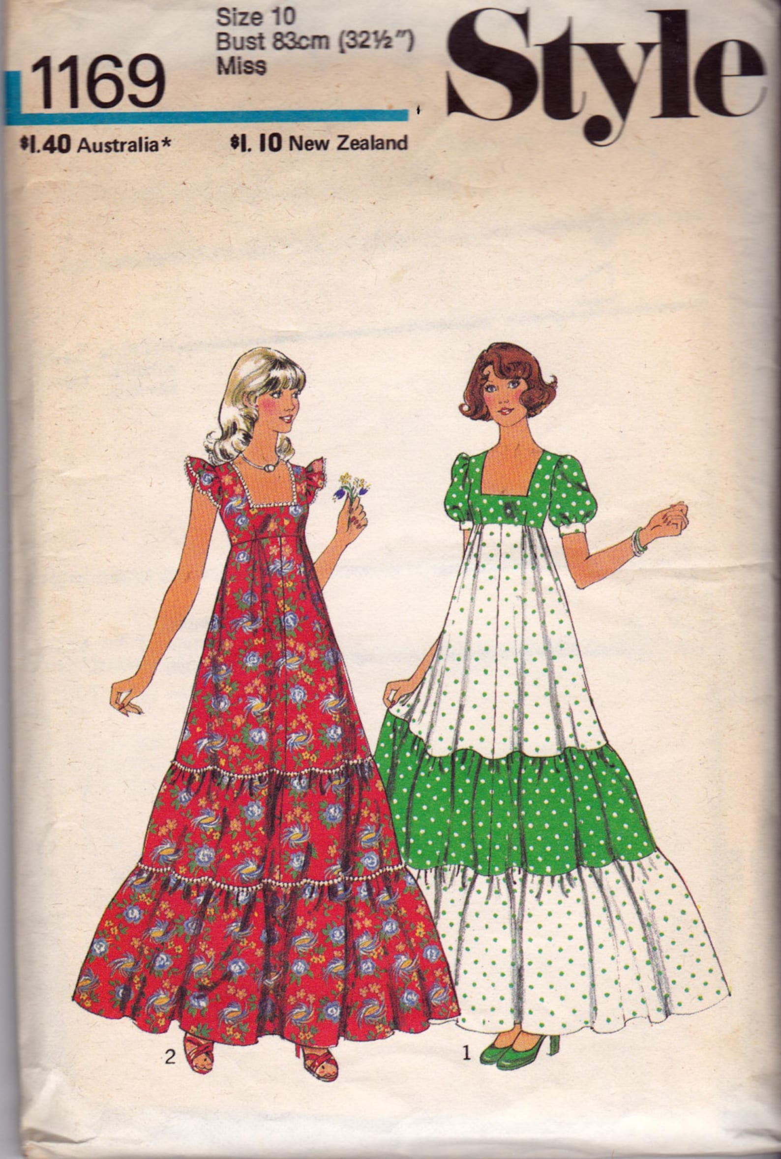 1970s Maxi Tiered Peasant Dress Vintage Sewing pattern Style Etsy