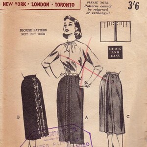 50s Vintage Pencil Skirt Pattern Butterick 6730 Wiggle skirt straight skirt Waist 26 inches image 2