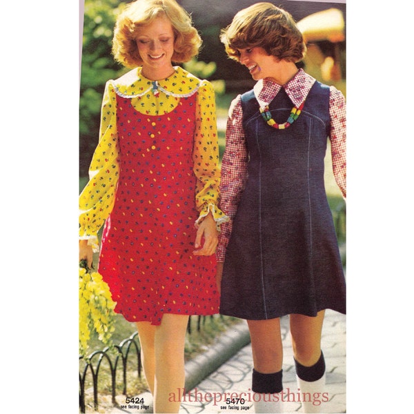 1970s Mini Dress Jumper & Boho Blouse Pattern Simplicity 5424 Gothic Lolita Style Sewing Pattern Size 12 Bust 34