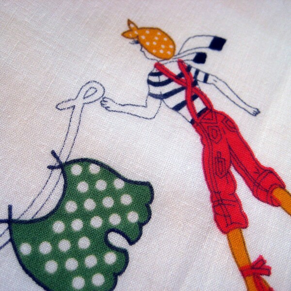 RESERVED for Pamela. Vintage Cotton Fabric Retro 50s Washer women Print Yardage