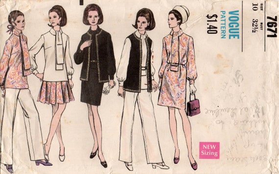 Vogue 7671 Womens Mod Capsule Wardrobe Jacket Dress Blouse Etsy
