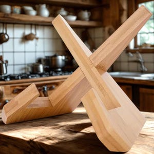 Kochbuchständer aus Holz | Rustikaler Flacher Buchhalter für Küche | Leseständer |  Tablet Rezeptbuch Anzeige | Schallplattenständer | Lese Bücherregal
