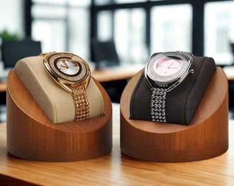 Handmade Wooden Watch Display Stand: Minimalist Rustic Organizer