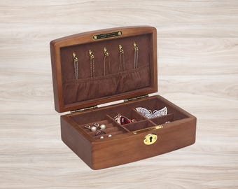 木製ジュエリーボックス 手作りアカシア材ボックス リング