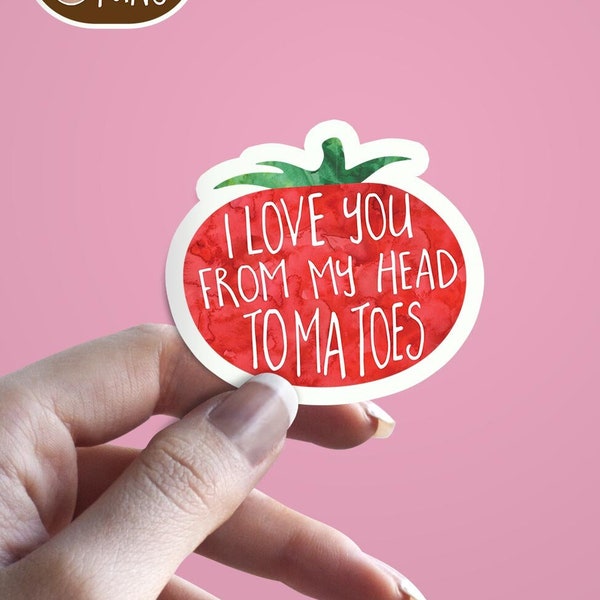 I love you from my head TOMATOES - food valentine. valentine stickers funny, cheeky valentines, cheesy valentines, say I love you sticker