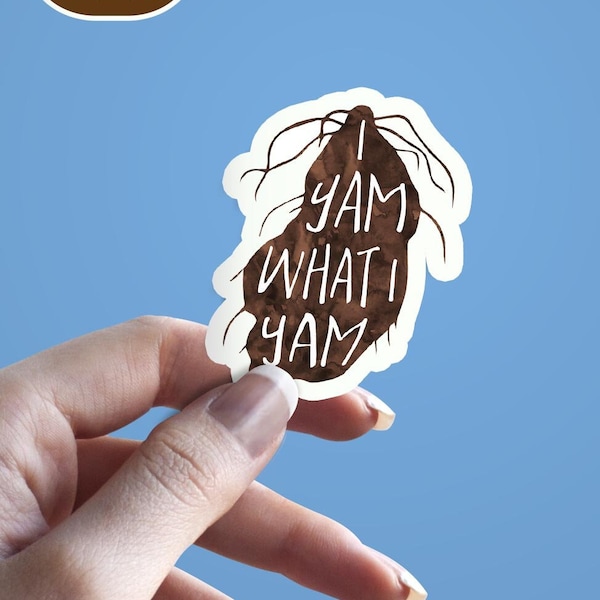 I yam what I yam - vegetable pun sticker - food pun stickers - funny sticker for laptop, phone, planner, notebook