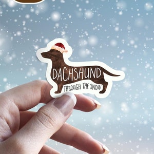 Wiener dog sticker dachshund Christmas sticker - funny dog sticker - stocking stuffers for men, women, kids - Christmas gift for him, her