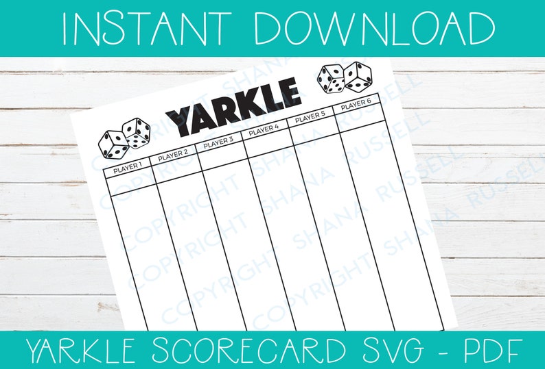 Yarkle Score Sheet Print Or Cut Your Own Score Card For The Etsy