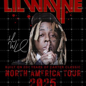 Camiseta de la gira de Lil Wayne 2025 por Norteamérica, diseño PNG, camiseta pirata, descarga instantánea y lista para imprimir.