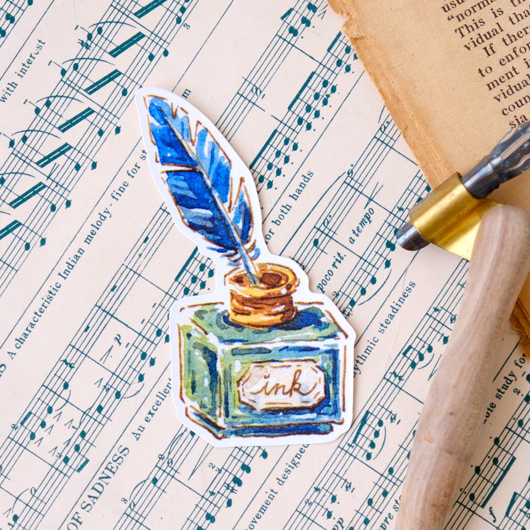 Ink Bottle Vinyl Sticker: Vintage Stationery & Travel Collection ...