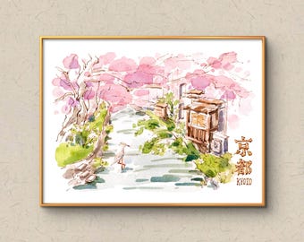 入荷待ち：日本の水彩画ジクレーアートプリント - 箱根から見た富士山