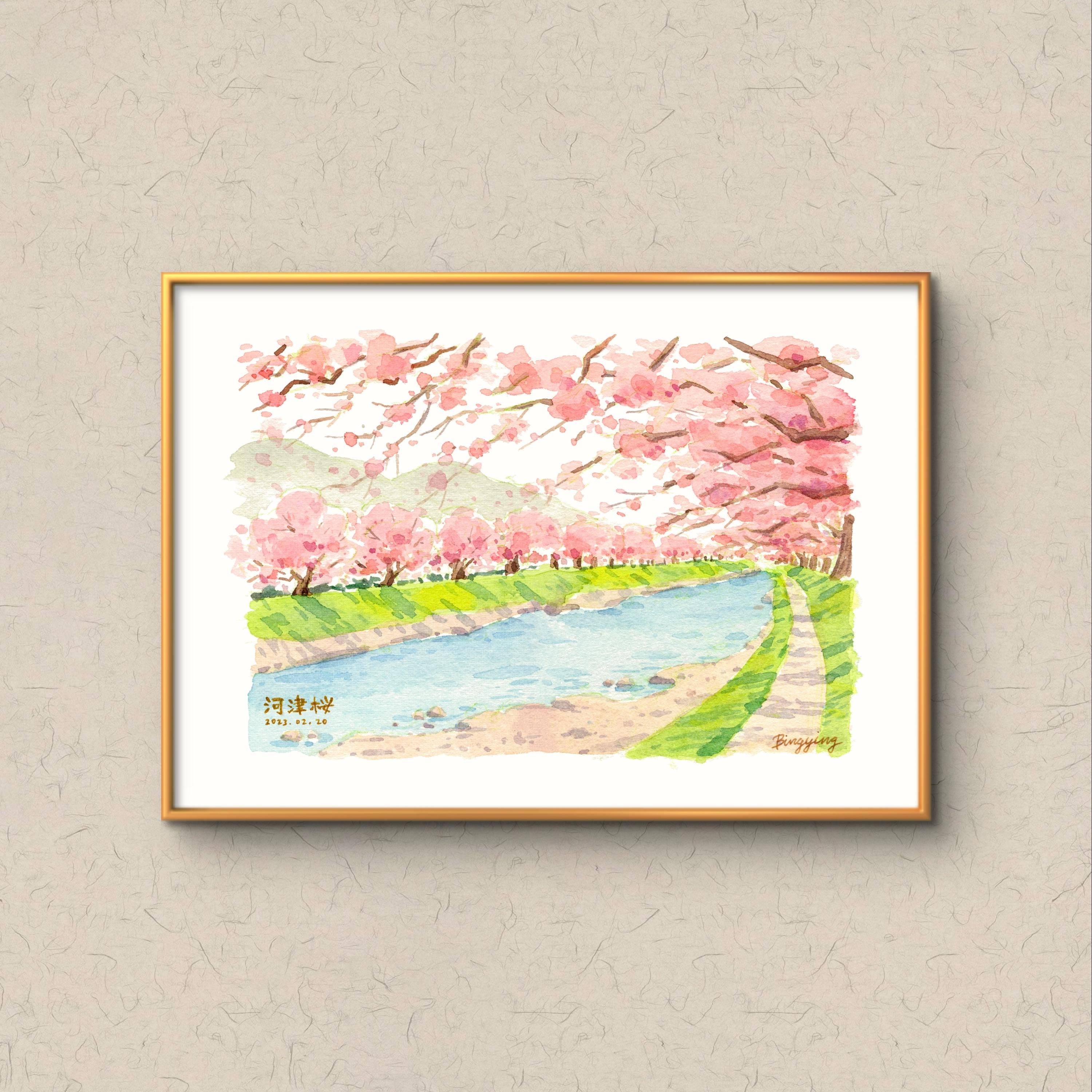Original Japanese Watercolor Cherry Blossoms - Etsy