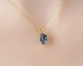 Aquamarine Necklace, Solid Gold Oval Cut Solitaire Pendant, March Birthstone