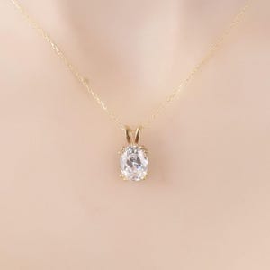 Diamant Oval Cut Halskette, April Birthstone Halskette, Solid Gold und Solitarie Silber Halskette, Minimalist Halskette, Solitaire Halskette
