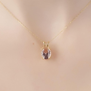 Nano Morganit Oval Cut Halskette, Birthstone Halskette, Solid Gold und Solitaire Silber Halskette, Minimalist Halskette, Solitaire Halskette