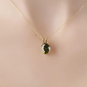 Peridot Oval Cut Necklace, August Birthstone Necklace, Solitarie Silver Necklace, Solitaire Necklace, Gift For Her, Minimalist Necklace