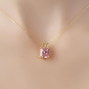 Pink Tourmaline Necklace, October Birthstone Necklace, Solitarie Silver Necklace, Minimalist Necklace, Solid Gold Necklace, Bridal Necklace