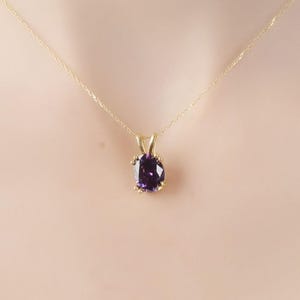 Amethyst Oval Halskette, Februar Birthstone Halskette, Massivgold und Solitär Silberhalskette, Minimalist Halskette, Solitär Halskette