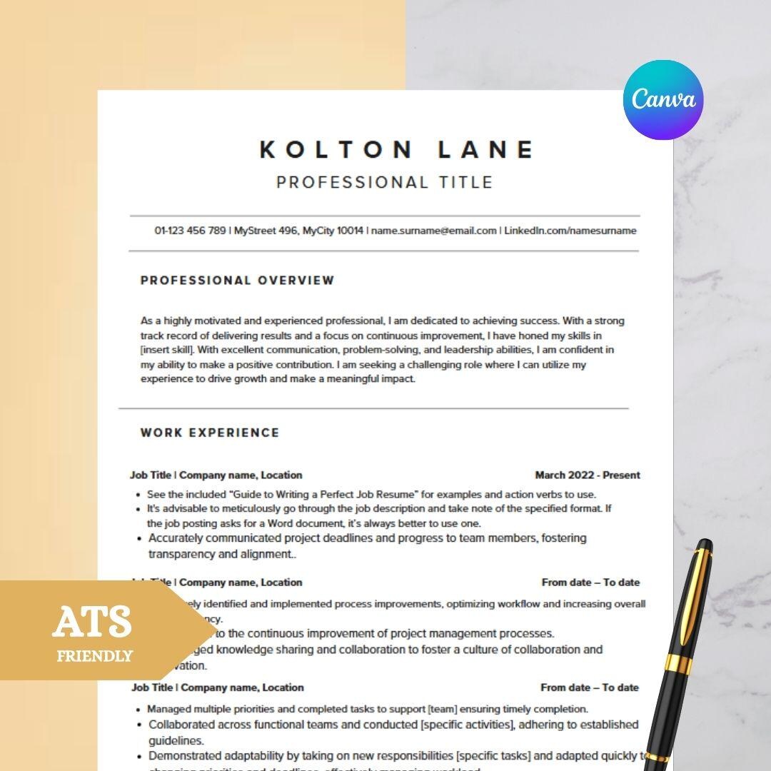 ATS Friendly Resume Template for Google Docs | Word and Pages Resume ...