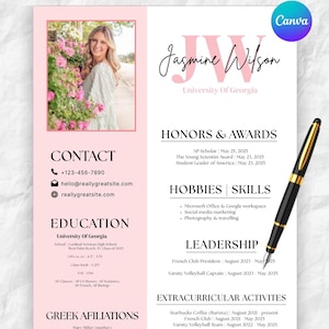 Plantilla de currículum y carta de presentación para la convocatoria de hermandad rosa / Diseño editable en Canva con foto / Paquete de reclutamiento para hermandades / Plantilla de currículum para la convocatoria de hermandad