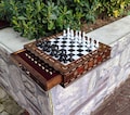 Handmade Wooden Chess Set – with Metal Pieces and Storage, Personalized Gift