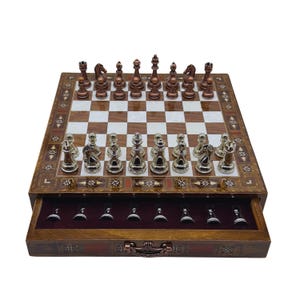 Personalized Wooden Chess Set - 40x40 Handmade Game Board - Custom Gift for Him - Rustic Home Decor - TroyChess