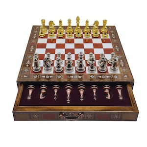 Custom Wooden Chess Set - Handmade 40x40 Game Board - Engraved Gift for Men - Elegant Decor - TroyChess