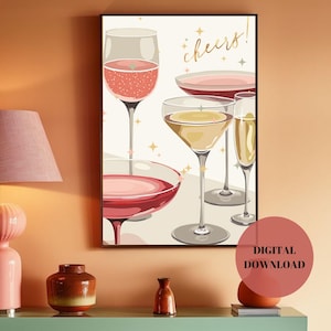 Cheers Print | Bar Cart Decor | Cheers Wall Art | Digital Download | Multiple Sizes  | Cheers Printable Art | Instant Download & Print