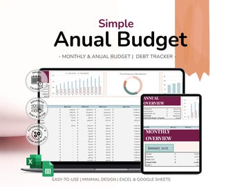 Ultimate Budget Planner: Excel & Google Sheets, Financial Tracker (Digital Download, PDF Included)