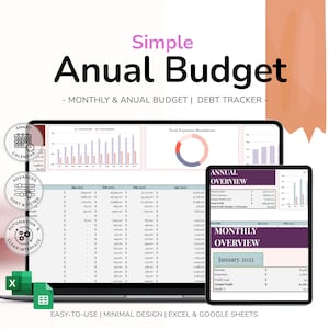 Annual Budget Spreadsheet Excel Google Budget Planner Excel Monthly Budget Tracker Financial Budget Template Yearly Budget Financial Planner