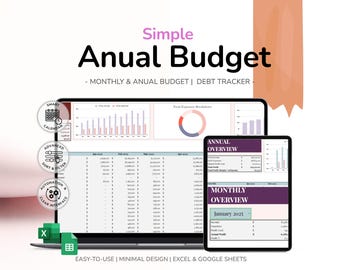 Ultimate Budget Planner: Excel & Google Sheets, Financial Tracker (Digital Download, PDF Included)