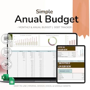 Annual Budget Spreadsheet Excel Budget Planner Excel Google Monthly Budget Tracker Financial Budget Template Yearly Budget Financial Planner