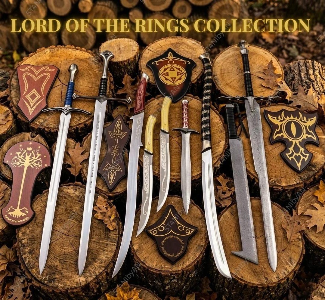 Fantasy Sword Collection Set With Wall Plaques, LOTR Inspired Swords ...