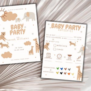Tarjeta de adivinanzas para fiesta de bebés・Revelación de género・Tarjetas para completar para baby shower・Juegos para baby shower・Juego de adivinanzas Fiesta de bebés﹒Juego de adivinanzas para baby shower﹒Tarjeta de adivinanzas para juego de adivinanzas