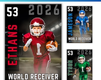 20 Football Kids Poster Editable Canva Template , Sports Background & Digital Backdrop, Senior Night Banners, Football Canva Designs, MT27