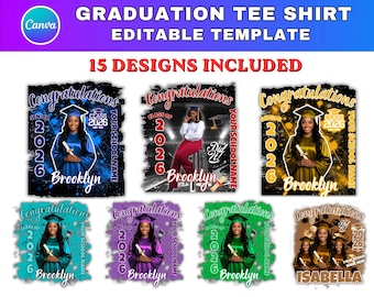 15 Graduate 2026 Editable Canva Template, Graduation Sublimation Designs, Class of 2026 Photo Personalized, Digital Congratulation Template