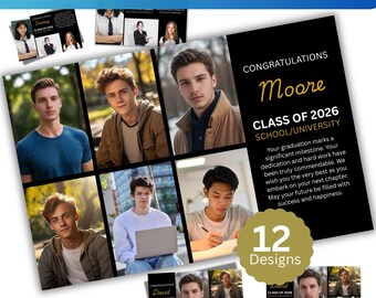 Senior Yearbook Ad Template, Half Page Yearbook Ad Canva Editable Template, High School Tribute Layout, Canva Senior Tribute Ad, MT26