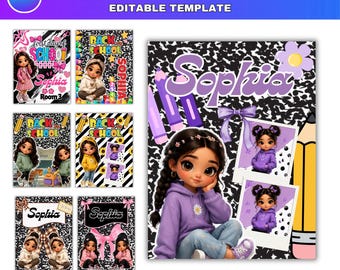 20 Composition Book Cover Designs, Composition Notebook Cover Canva Editable Templates, Back to School Digital, Printable Notebook Covers