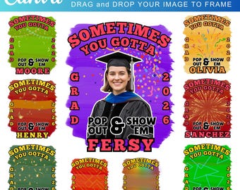 2026 Graduation t shirt bundle, Graduation tshirt Grad Bootleg Canva Template, , Canva Grad tshirt template, Class of 2026 Graduation TShirt